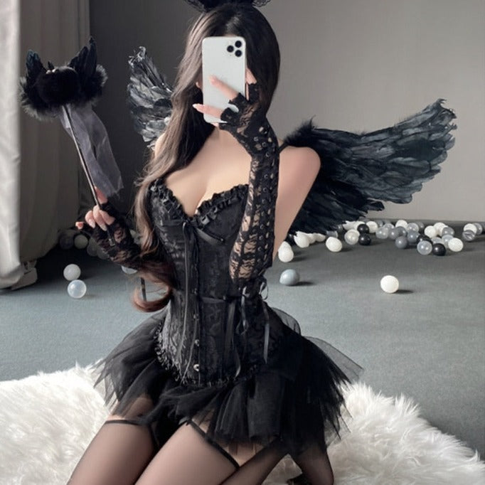 Disfraz de ángel negro sexy