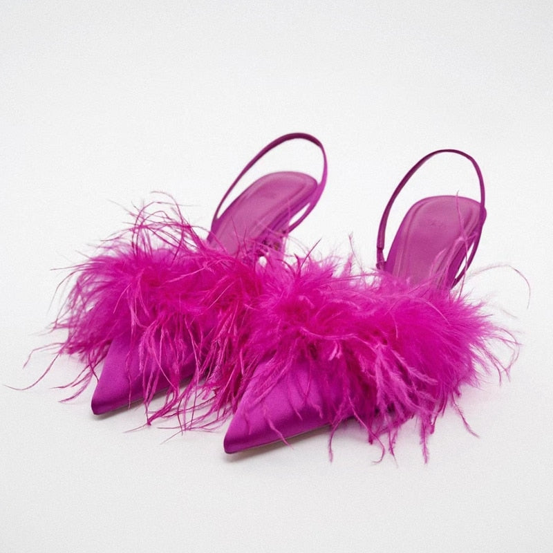 Sexy Feather Pink Shoes